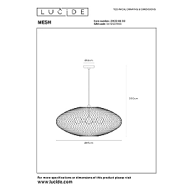 MESH pendant light Ø 85 cm 3xE27 matt gold / brass (Lucide)
