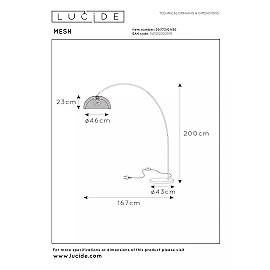 MESH Arc floor lamp 167x46 cm E27 black (Lucide)