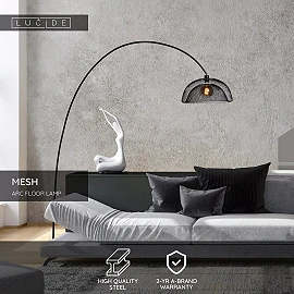 MESH Arc floor lamp 167x46 cm E27 black (Lucide)