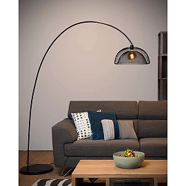 MESH Arc floor lamp 167x46 cm E27 black (Lucide)