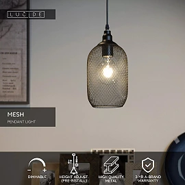 MESH pendant light Ø15 cm 1xE27 60 W black (Lucide)