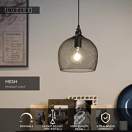 MESH pendant light Ø 22 cm 1xE27 black (Lucide)