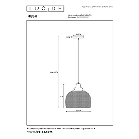 MESH pendant light Ø 28 cm 1xE27 black (Lucide)