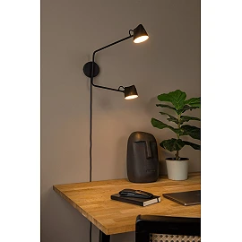 MILNE wall light LED 2x8 W 2700 K black (Lucide)