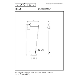 MILNE floor reading lamp LED 1x8 W 2700 K black (Lucide)