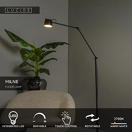 MILNE floor lamp LED 1x8 W 2700 K black (Lucide)