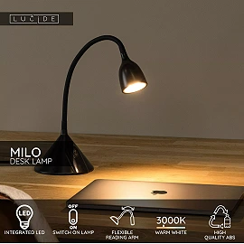 MILO galda lampa LED 3,2W 3000K melna (Lucide)