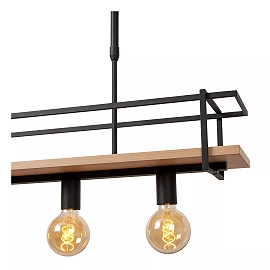 MILONGA piekaramā lampa 100 cm 4 x E27 melna/koka (Lucide)
