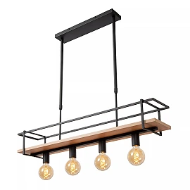 MILONGA piekaramā lampa 100 cm 4 x E27 melna/koka (Lucide)