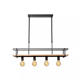 MILONGA piekaramā lampa 100 cm 4 x E27 melna/koka (Lucide)