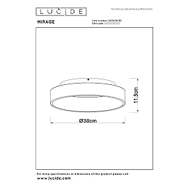 MIRAGE LED griestu gaismeklis 22 W 2700 K melna (Lucide)
