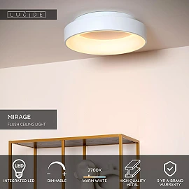 MIRAGE LED flush ceiling light Ø45 cm 33W 2700K white (Lucide)