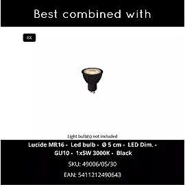 MIRAVELLE piekaramā lampa ar plauktu 110 cm 6 x GU10 melna (Lucide)