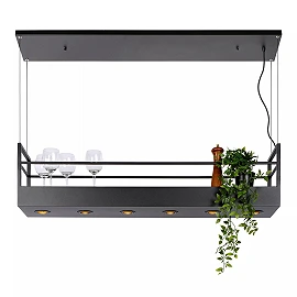 MIRAVELLE piekaramā lampa ar plauktu 110 cm 6 x GU10 melna (Lucide)
