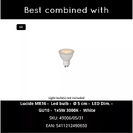 MIRAVELLE piekaramā lampa 6 x GU10 balta (Lucide)