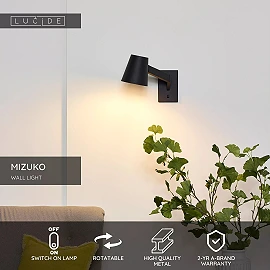 MIZUKO wall light 1xE14 40 W black (Lucide)