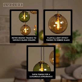 MONSARAZ piekaramā lampa 3x40 W E27 Ø35 cm zaļa (Lucide)