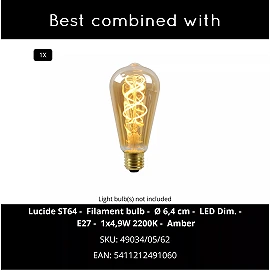 MONSARAZ piekaramā lampa 1x40 W E27 Ø25 cm dzintara (Lucide)