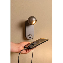 MONTANA wall light with USB-C LED Dim CCT 1x6.3W Grey iron (Lucide)