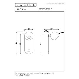 MONTANA wall light with USB-C LED Dim CCT 1x6.3W Grey iron (Lucide)