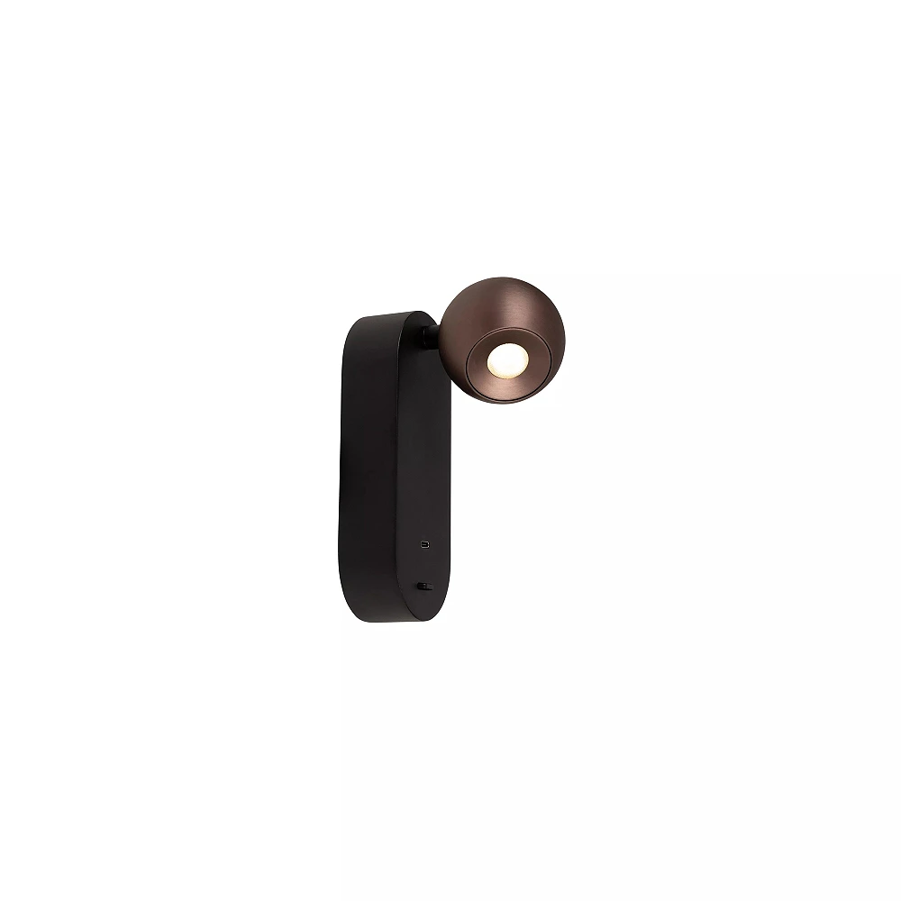 MONTANA wall light with USB-C LED Dim CCT 1x6.3W Coffee (Lucide)