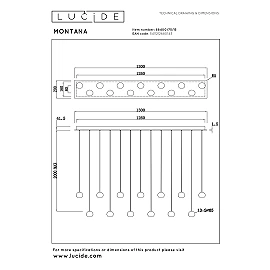 MONTANA linear pendant light LED Dim CCT 13x5.7W Grey iron (Lucide)
