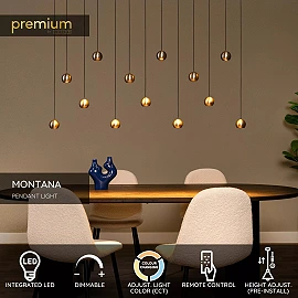 MONTANA linear pendant light LED Dim CCT 13x5.7W Grey iron (Lucide)