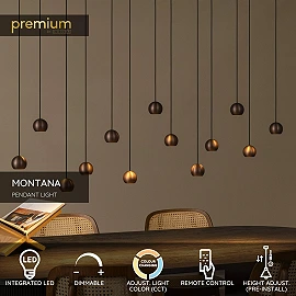 MONTANA linear pendant light LED Dim CCT 13x5.7W Coffee (Lucide)