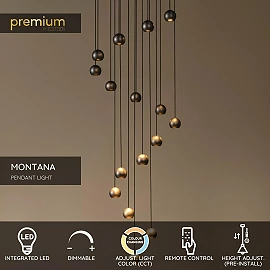 MONTANA round pendant light LED Dim CCT 16x5.7W Coffee (Lucide)