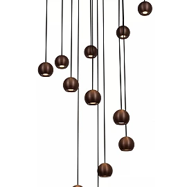 MONTANA round pendant light LED Dim CCT 16x5.7W Coffee (Lucide)