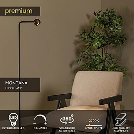MONTANA floor lamp LED Dim 1x6.3W 2700K Coffee (Lucide)