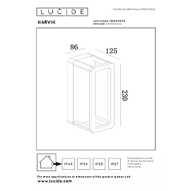 NARVIK Wall light Indoor/Outdoor 1x9.2W Integrated LED IP65 Black (Lucide)