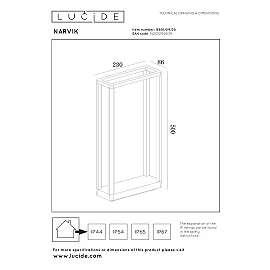 NARVIK āra stabiņa lampa 50 cm LED 9,2 W 3000K IP65 melna (Lucide)