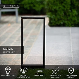 NARVIK āra stabiņa lampa 50 cm LED 9,2 W 3000K IP65 melna (Lucide)