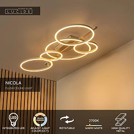NICOLA ceiling light 132 cm LED 37W CCT Taupe (Lucide)