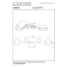 NICOLA ceiling light 170 cm LED 37W CCT Taupe (Lucide)