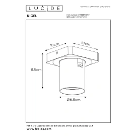 NIGEL ceiling spotlight 1x5w Black (Lucide)