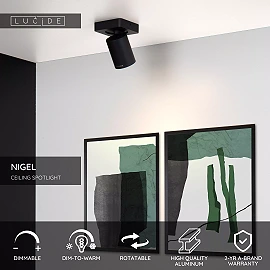 NIGEL ceiling spotlight 1x5w Black (Lucide)