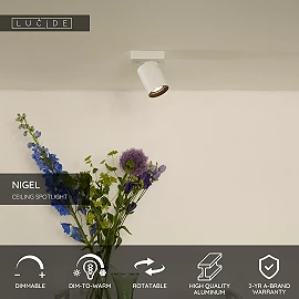 NIGEL ceiling spotlight 1x5w White (Lucide)