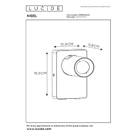 NIGEL bedside wall light with USB 1x5w Black (Lucide)