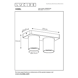 NIGEL ceiling spotlight 2x5w Matt Gold / Brass (Lucide)
