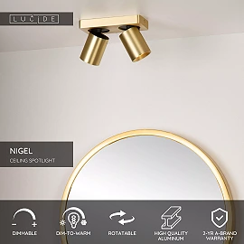 NIGEL ceiling spotlight 2x5w Matt Gold / Brass (Lucide)