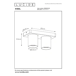 NIGEL ceiling spotlight 2x5w Black (Lucide)