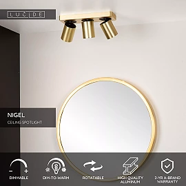 NIGEL ceiling spotlight 3x5w Matt Gold / Brass (Lucide)