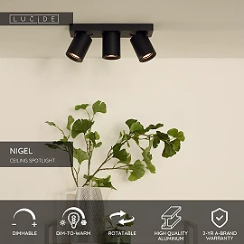 NIGEL ceiling spotlight 3x5w Black (Lucide)