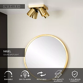 NIGEL ceiling spotlight 4x5w Matt Gold / Brass (Lucide)