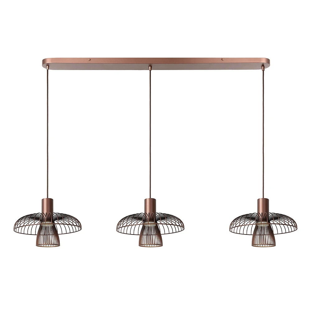 NIGELLA linear pendant light 135 cm 3xGU10 coffee/black (Lucide)