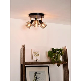 NILA griestu prožektors Ø36 cm 3xE14 melna (Lucide)