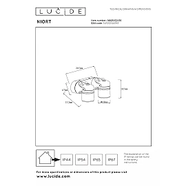 NIORT outdoor ceiling spotlight 2xGU10 IP44 black (Lucide)