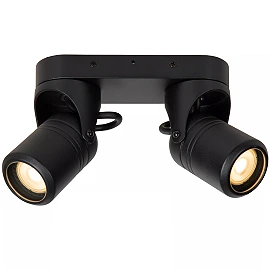 NIORT outdoor ceiling spotlight 2xGU10 IP44 black (Lucide)